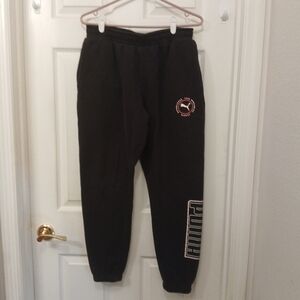 Puma World Wide Fleece Sweatpants Women's Size M Black EUC